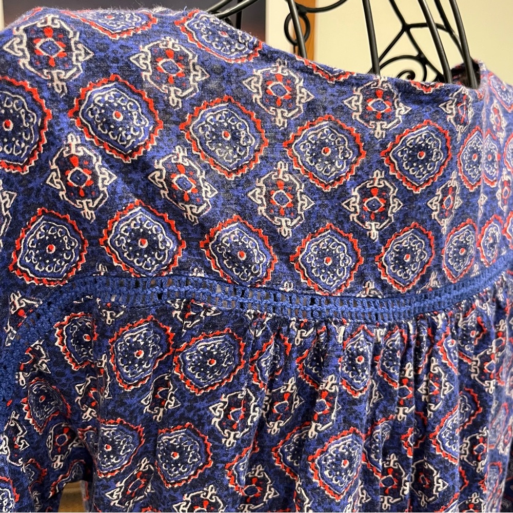Lucky Brand Blue and Purple Blouse with Relaxed Fit (1-099) - Picture 6 of 9